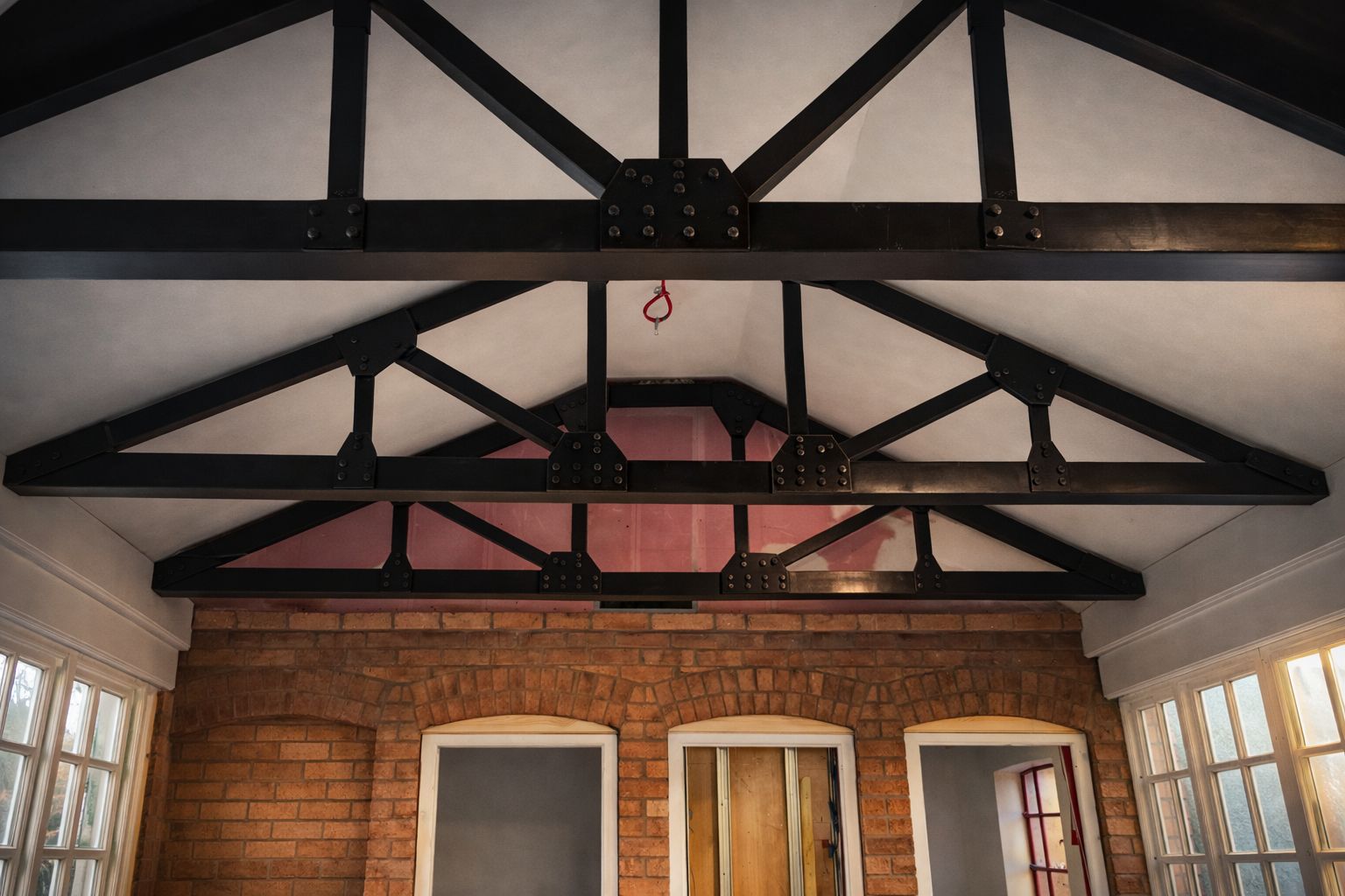Decorative roof trusses. Victorian building conversion, Birmingham.